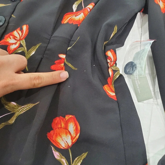 Sweet Rain Floral Black Orange Peplum Button up Top Sz XL - Picture 6 of 7